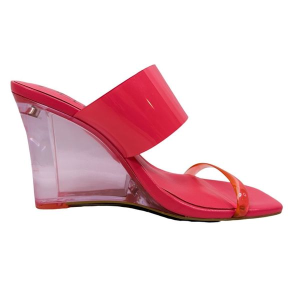 Deltan Emmie Clear Vinyl Wedge Dress Sandals - Size 7 - Picture 4 of 7
